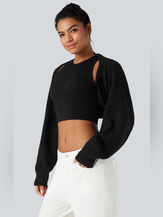 HALARA Sweaters - NWT [Halara] Reglan Long Sleeve Relaxed Fit Casual Sweater Shrug Black Women’s M